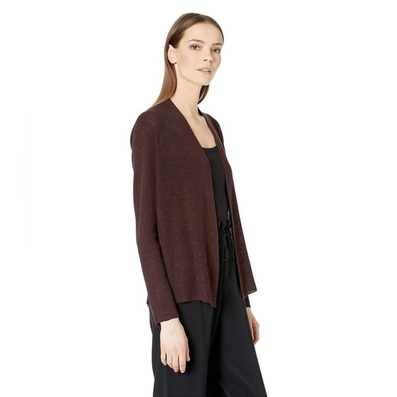 Eileen Fisher Brown Wool textured Shaped Open Cardigan sz XL - Picture 1 of 9